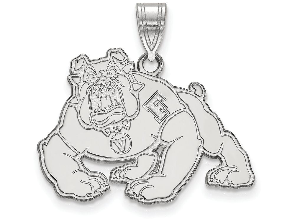 10k White Gold Logoart California State University Fresno Large Pendant