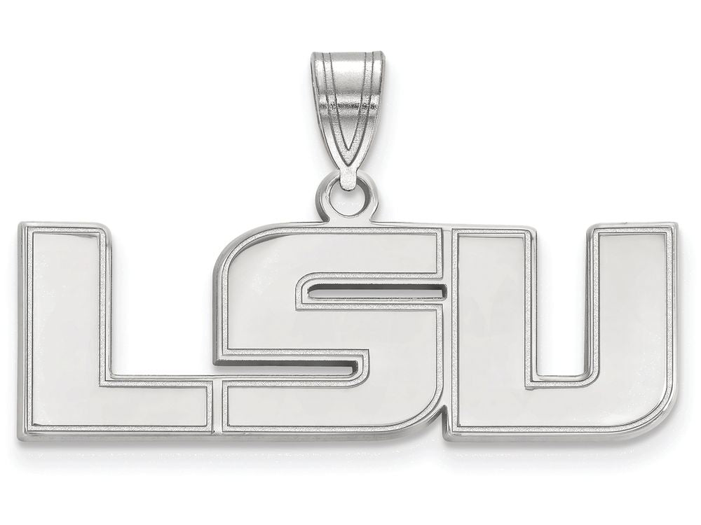 10k White Gold Logoart Louisiana State University Medium Pendant
