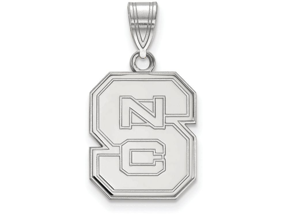 10k White Gold Logoart North Carolina State University Medium Pendant