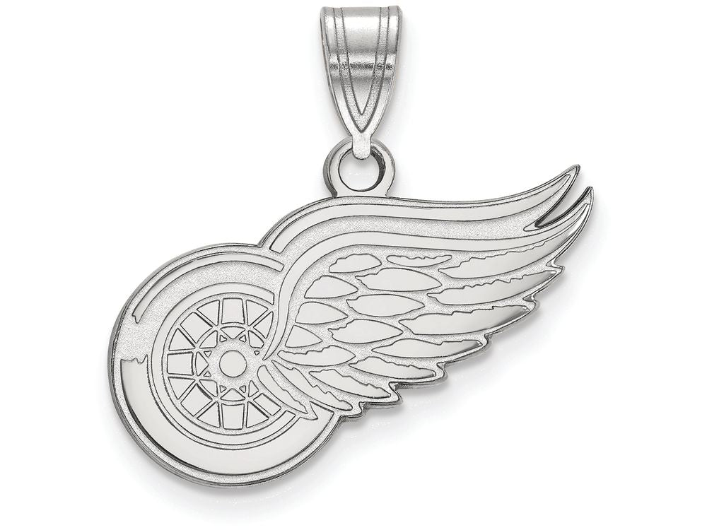 10k White Gold Nhl Logoart Detroit Red Wings Medium Pendant