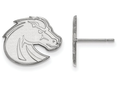 10k White Gold Logoart Boise State University Small Post Earrings