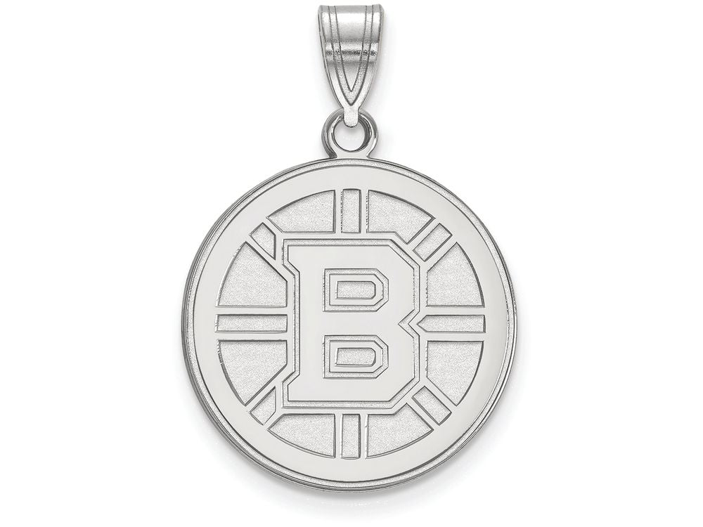 10k White Gold Nhl Logoart Boston Bruins Large Pendant