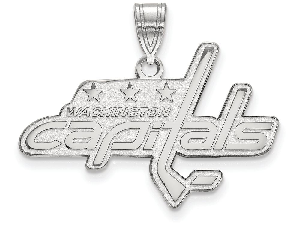 10k White Gold Nhl Logoart Washington Capitals Large Pendant