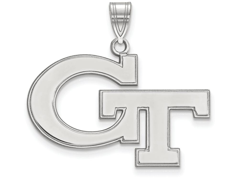 10k White Gold Logoart Georgia Institute Of Technology Large Pendant