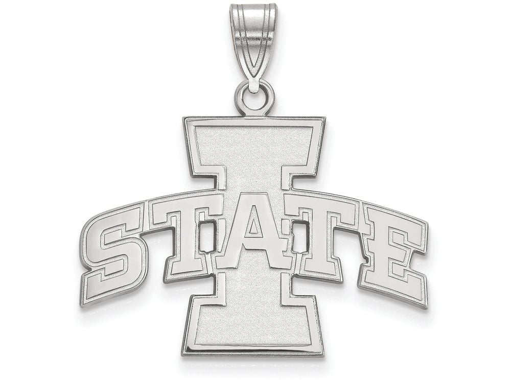10k White Gold Logoart Iowa State University Large Pendant