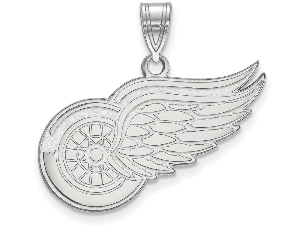10k White Gold Nhl Logoart Detroit Red Wings Large Pendant