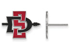 10k White Gold Logoart San Diego State University Small Post Earrings