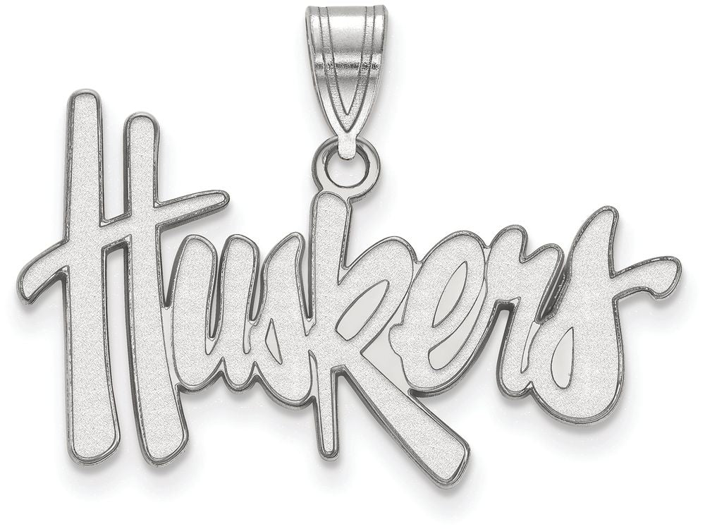 10k White Gold Logoart University Of Nebraska Large Pendant