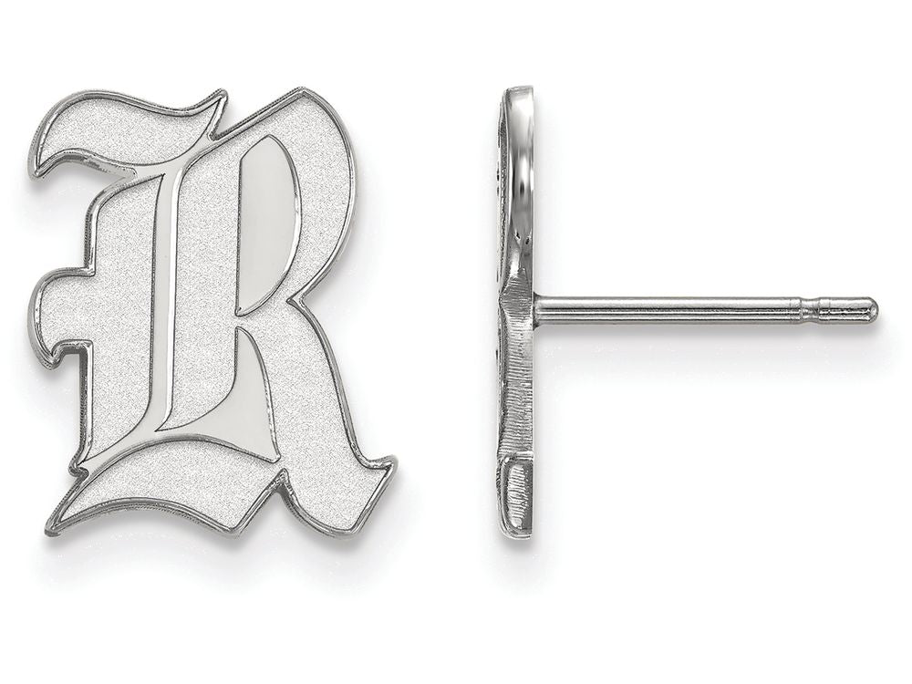 10k White Gold Logoart Rice University Small Post Earrings