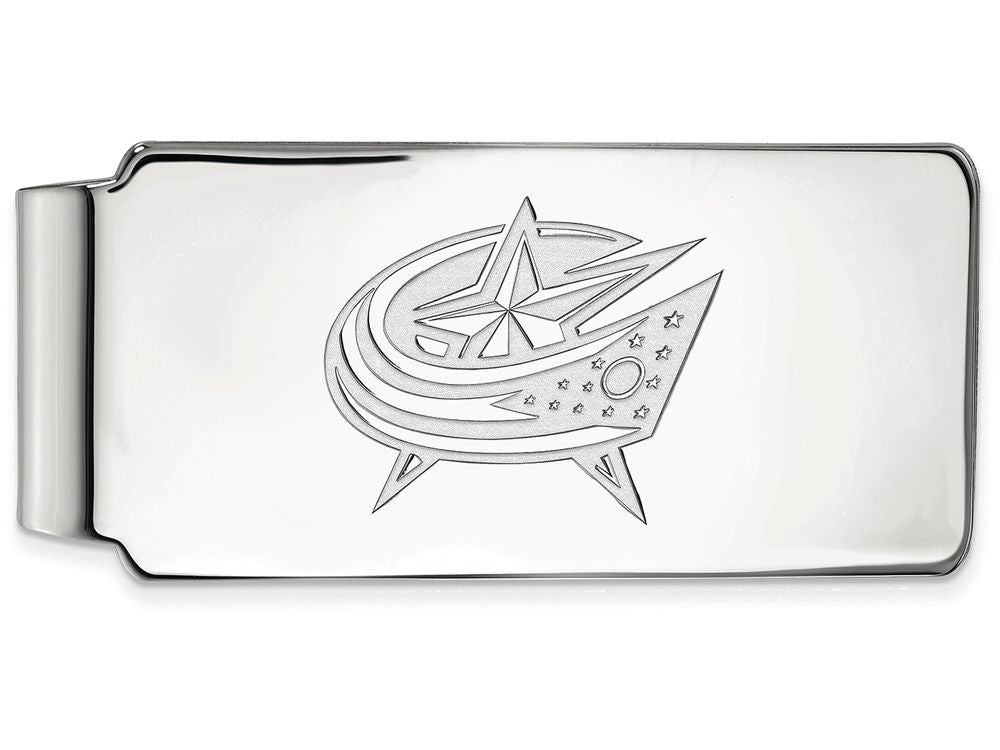 10k White Gold Nhl Logoart Columbus Blue Jackets Money Clip