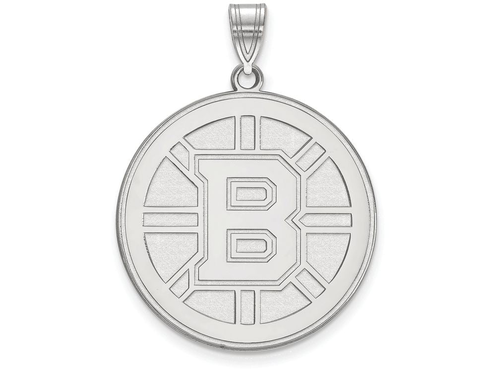 10k White Gold Nhl Logoart Boston Bruins Extra Large  Pendant