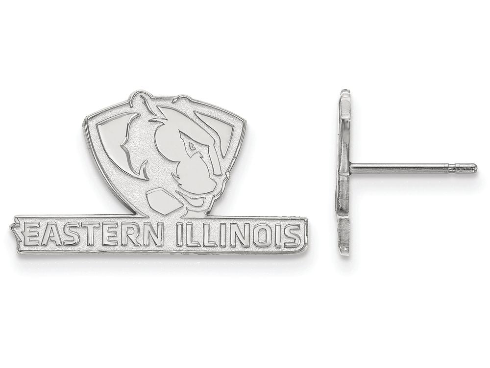 10k White Gold Logoart Eastern Illinois University Small Post Earrings