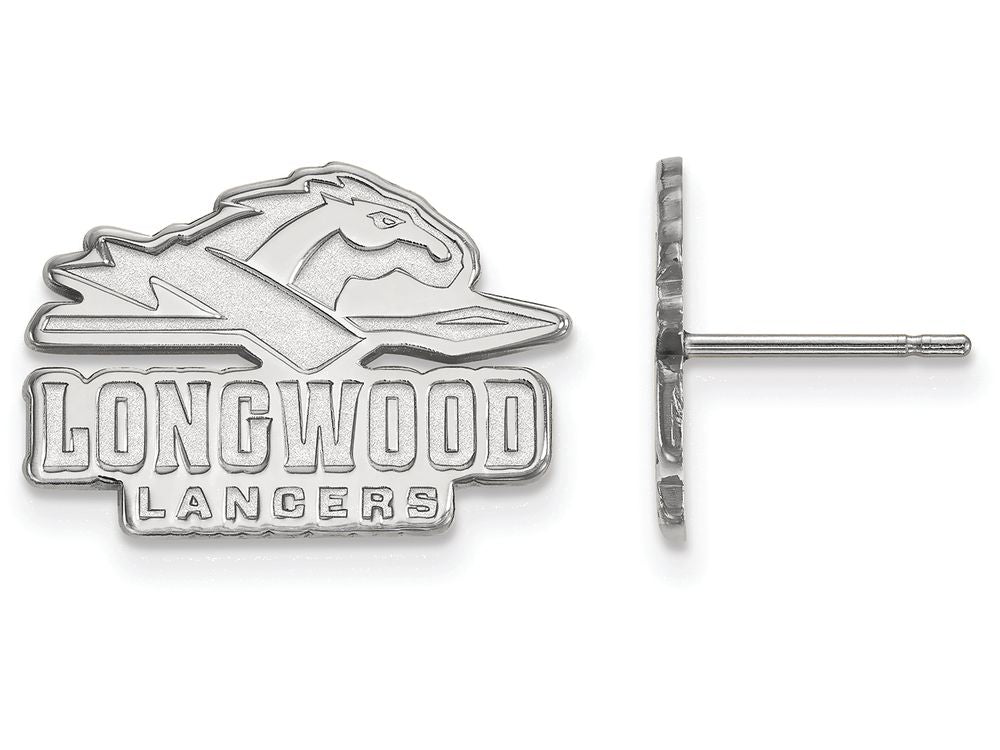 10k White Gold Logoart Longwood University Small Post Earrings