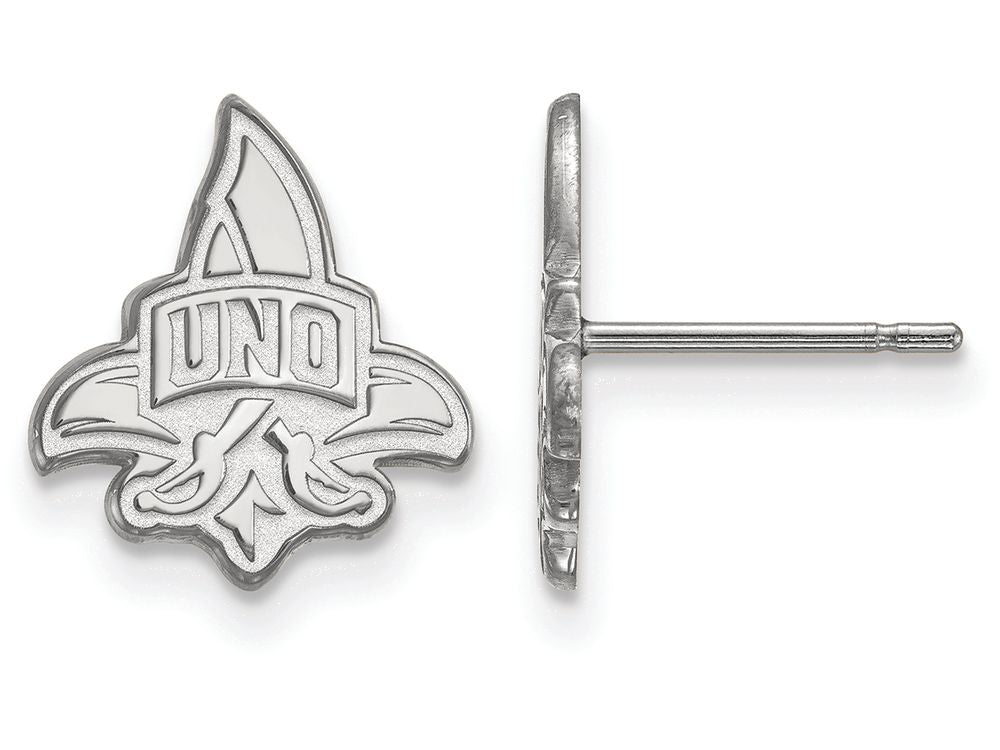 10k White Gold Logoart University Of New Orleans Small Post Earrings