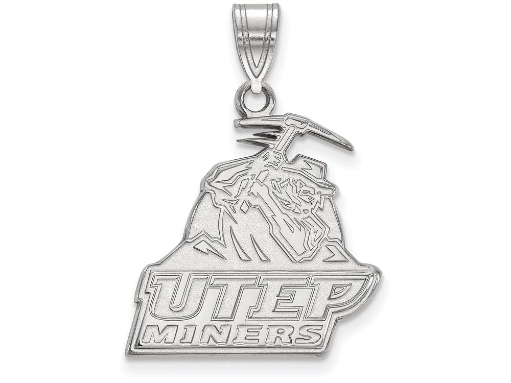 10k White Gold Logoart The University Of Texas At El Paso Large Pendant