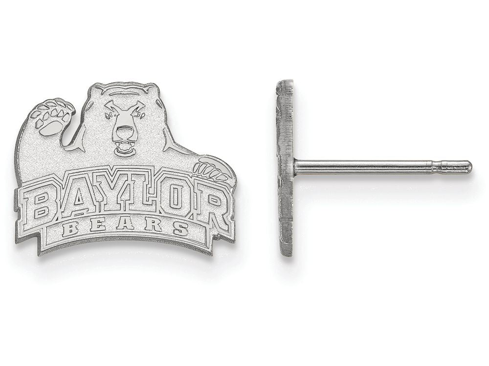 10k White Gold Logoart Baylor University Extra Small Post Earrings