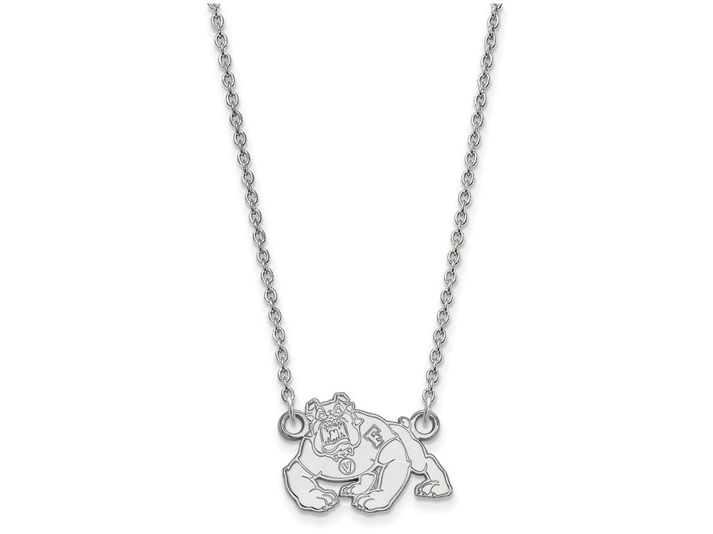 10k White Gold Logoart California State University Fresno Small Pendant Necklace