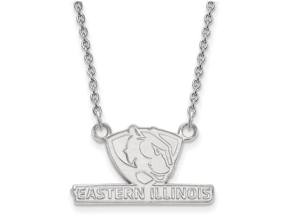 10k White Gold Logoart Eastern Illinois University Small Pendant Necklace