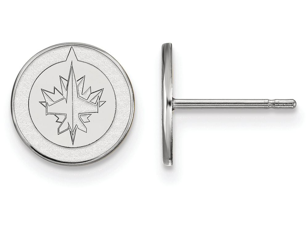 10k White Gold Nhl Logoart Winnipeg Jets Extra Small Post Earrings