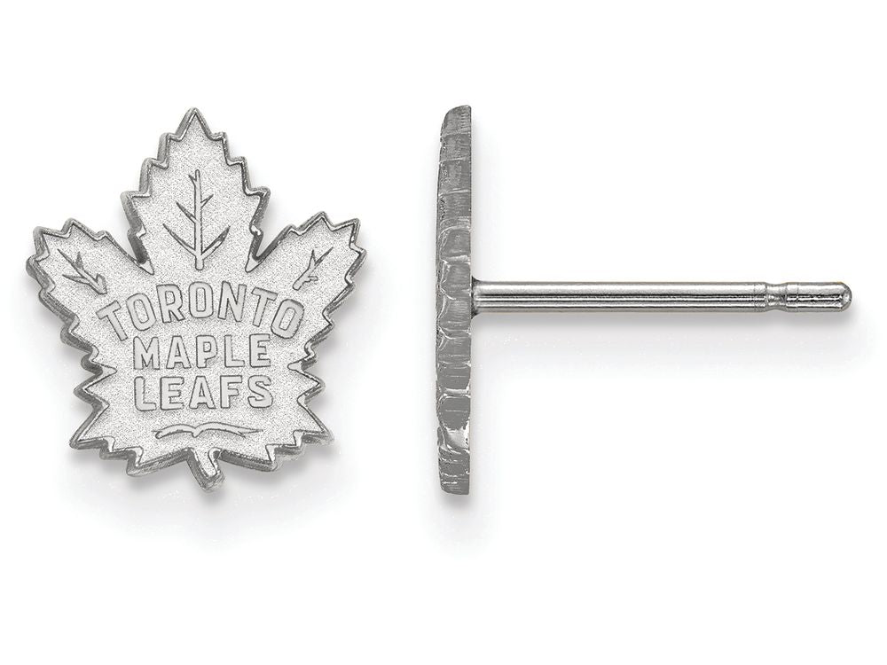 10k White Gold Nhl Logoart Toronto Maple Leafs Extra Small Post Earrings