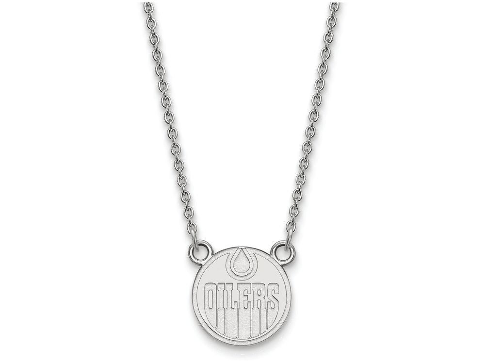 10k White Gold Nhl Logoart Edmonton Oilers Small Pendant Necklace