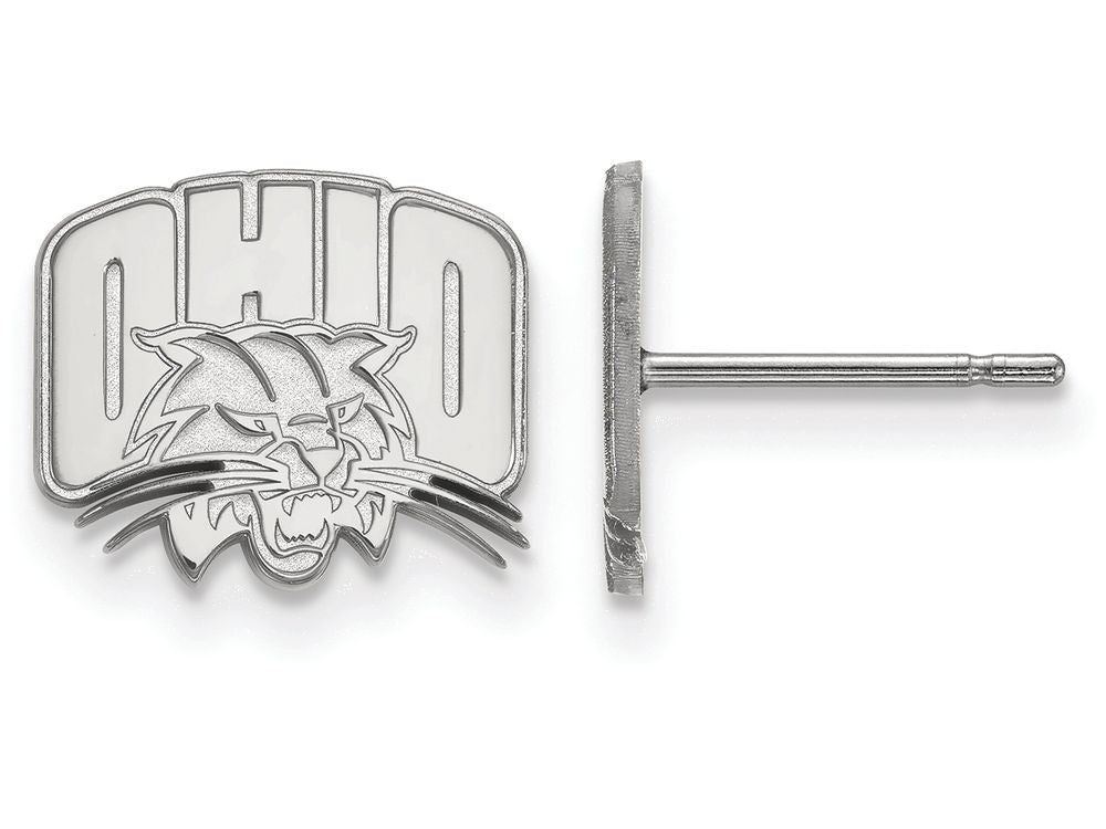 10k White Gold Logoart Ohio University Extra Small Post Earrings
