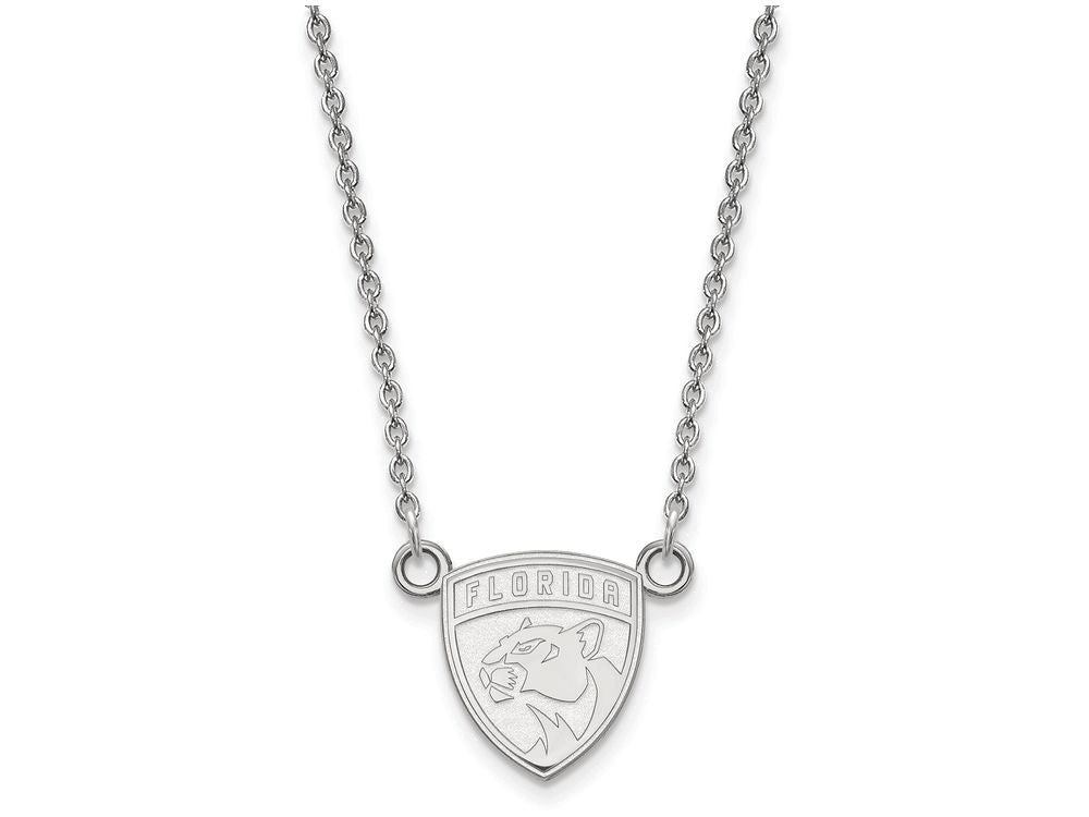 10k White Gold Nhl Logoart Florida Panthers Small Pendant Necklace