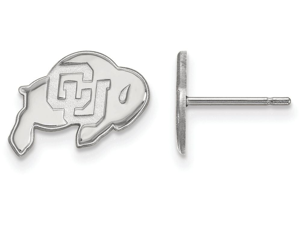 10k White Gold Logoart University Of Colorado Extra Small Post Earrings