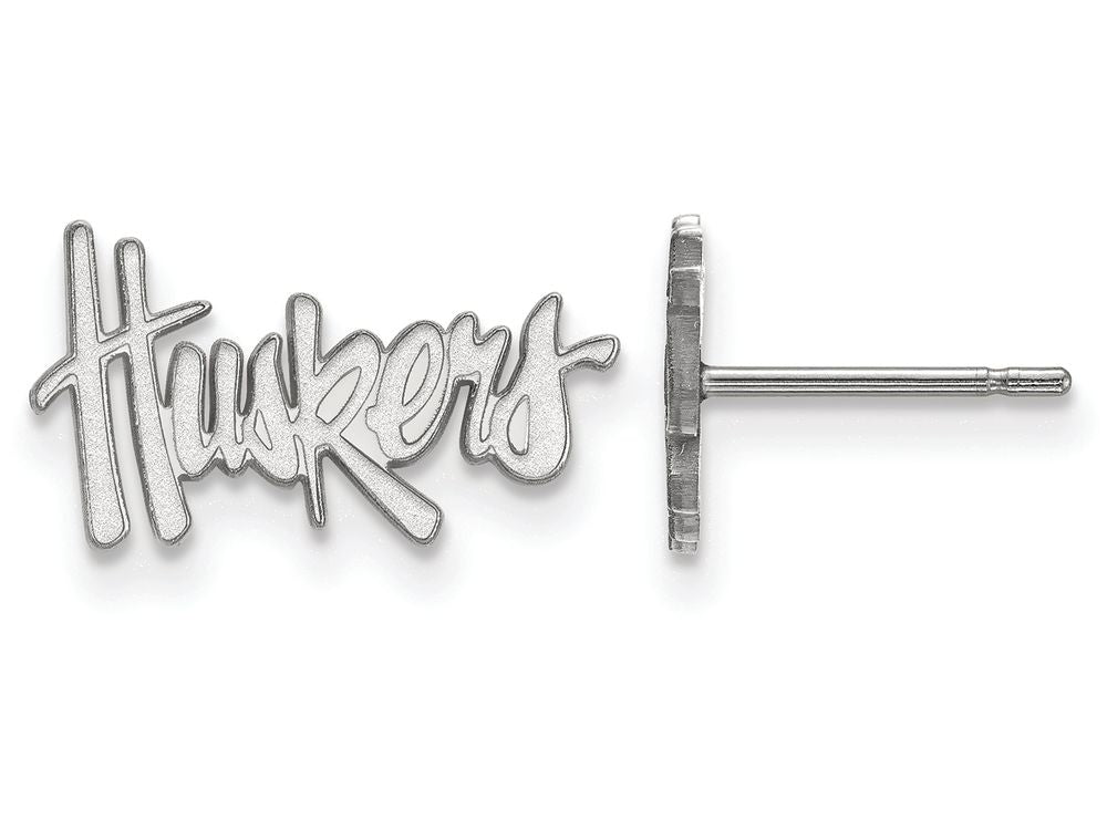 10k White Gold Logoart University Of Nebraska Extra Small Post Earrings