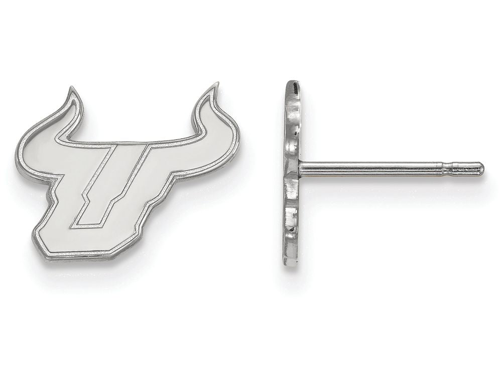 10k White Gold Logoart University Of South Florida Extra Small Post Earrings