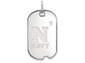 10k White Gold Logoart Navy Small Dog Tag Pendant Necklace