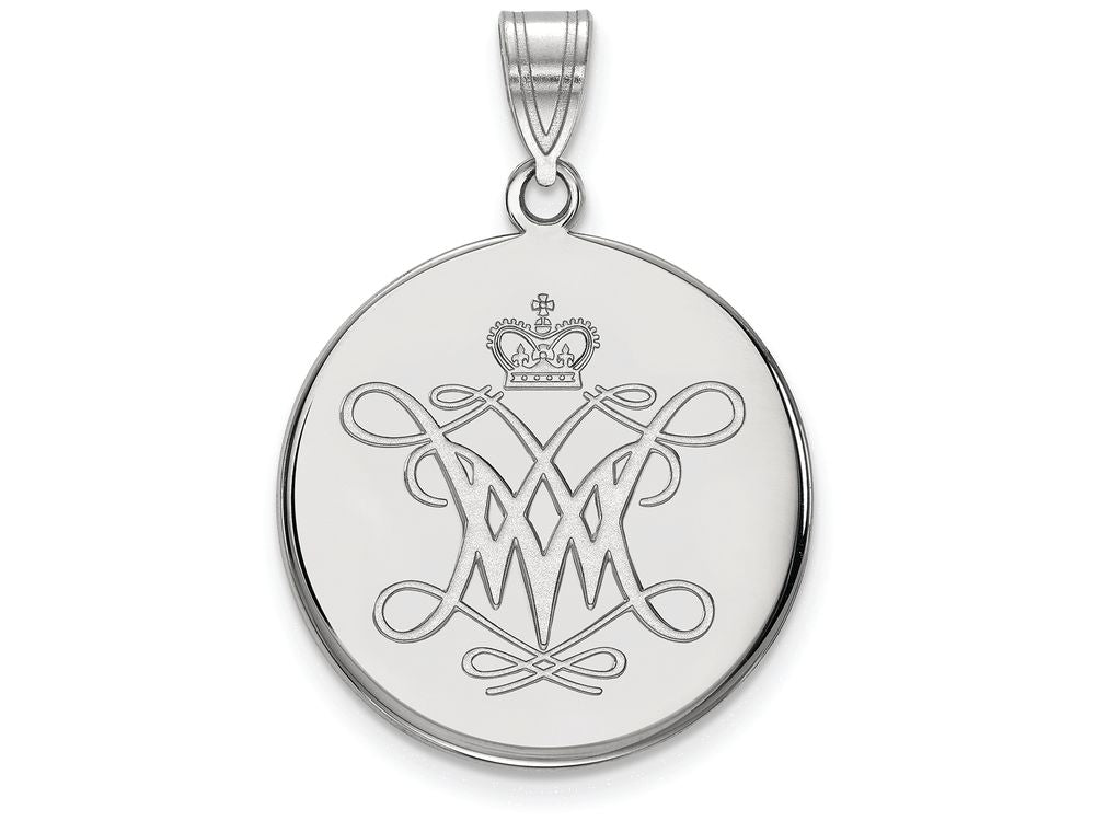 10k White Gold Logoart William And Mary Large Disc Pendant