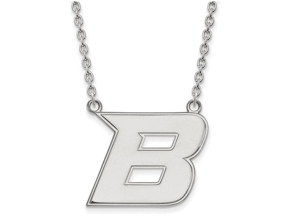 10k White Gold Logoart Boise State University Large Pendant Necklace
