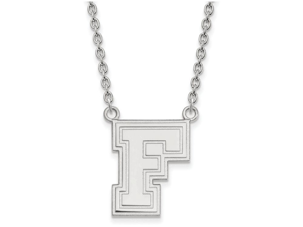 10k White Gold Logoart Fordham University Large Pendant Necklace