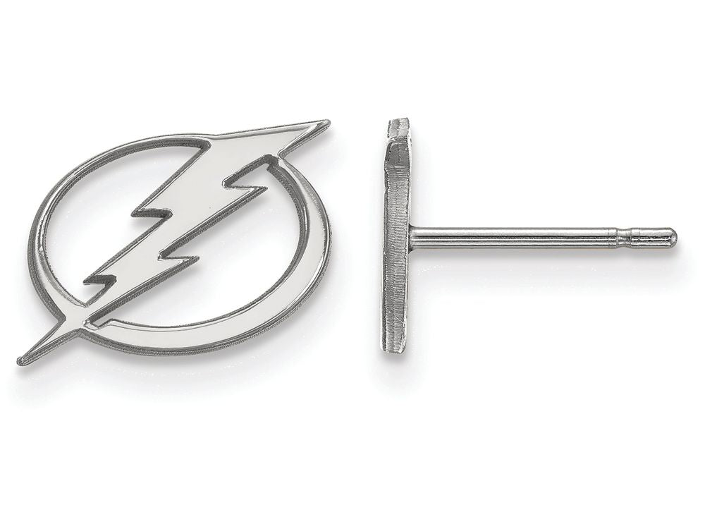 10k White Gold Nhl Logoart Tampa Bay Lightning Extra Small Post Earrings
