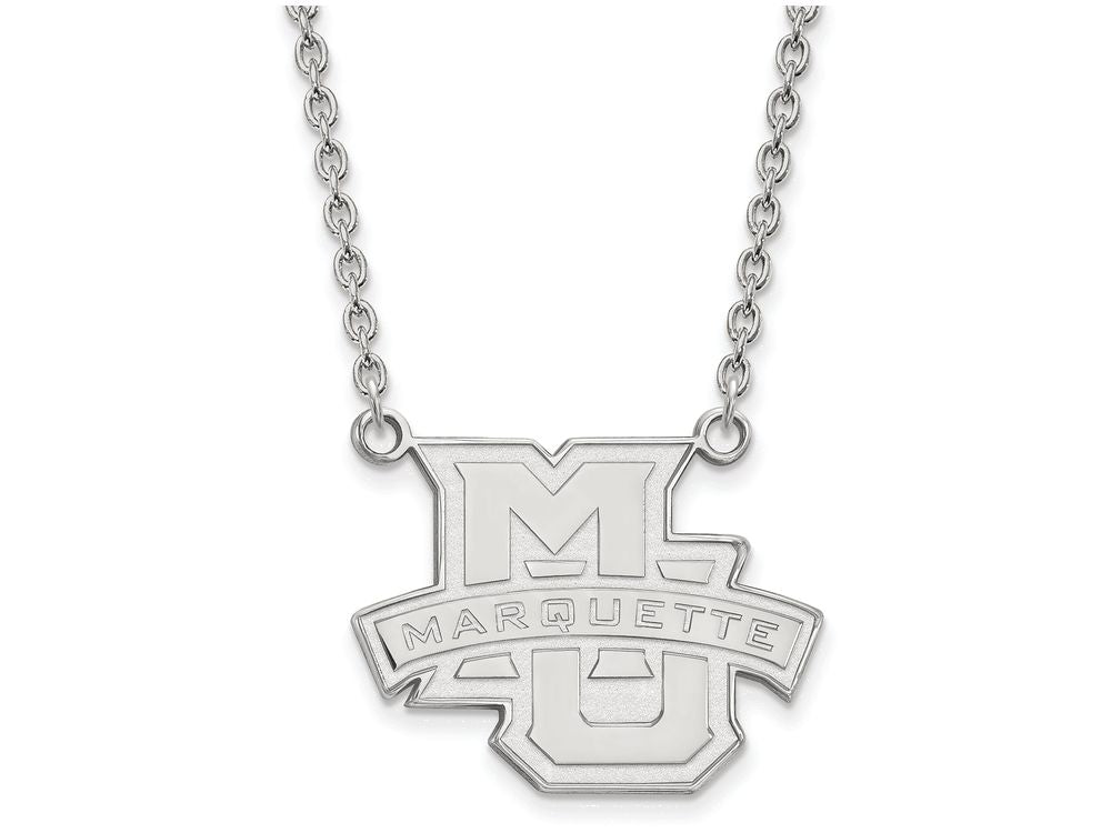 10k White Gold Logoart Marquette University Large Pendant Necklace