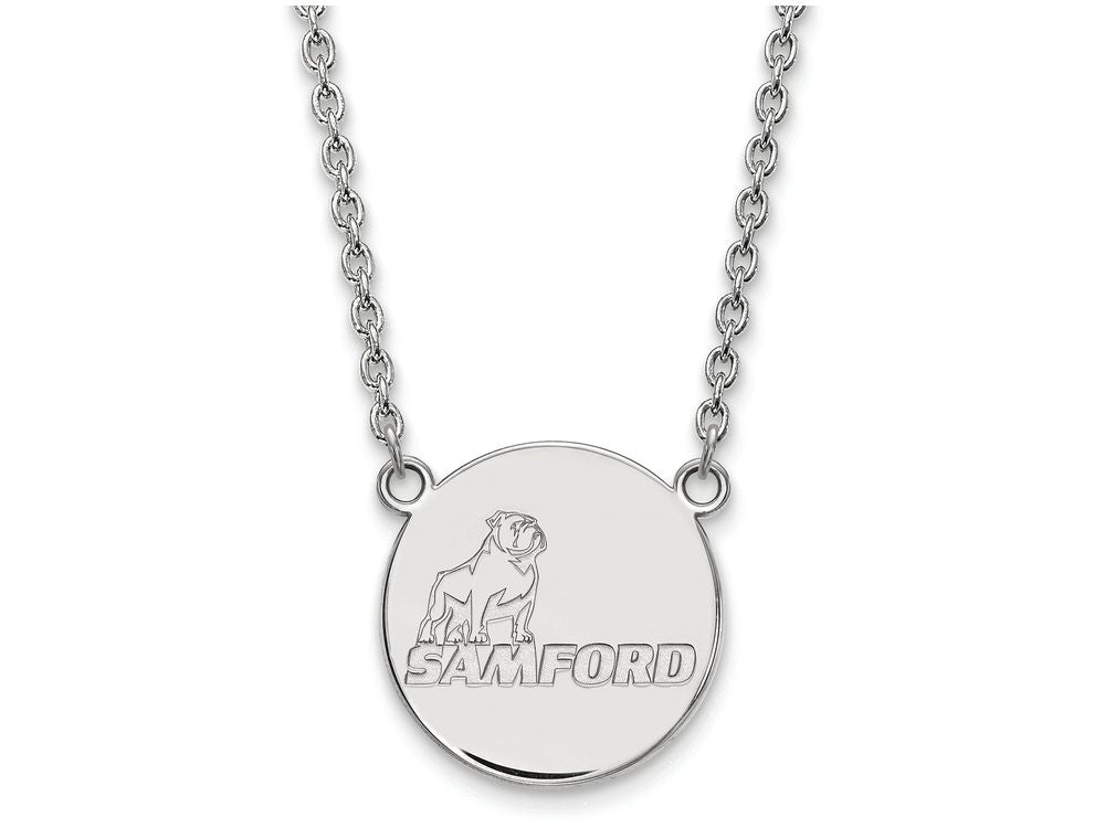 10k White Gold Logoart Samford University Large Pendant Necklace