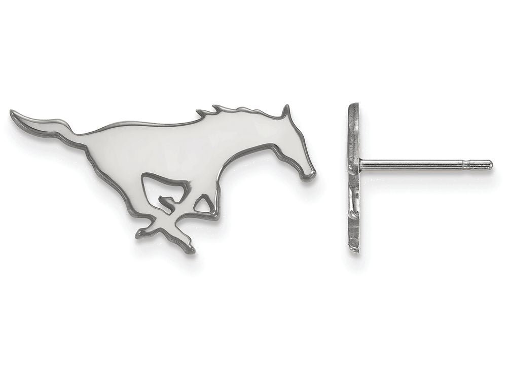 10k White Gold Logoart Southern Methodist University Small Post Earrings