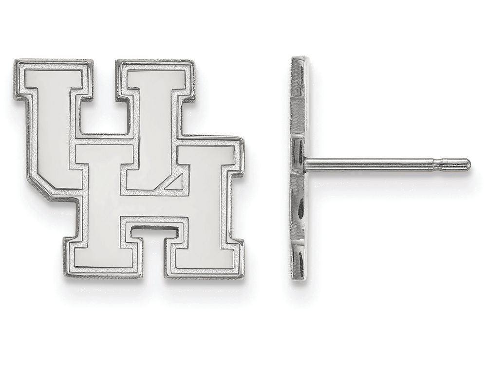10k White Gold Logoart University Of Houston Small Post Earrings