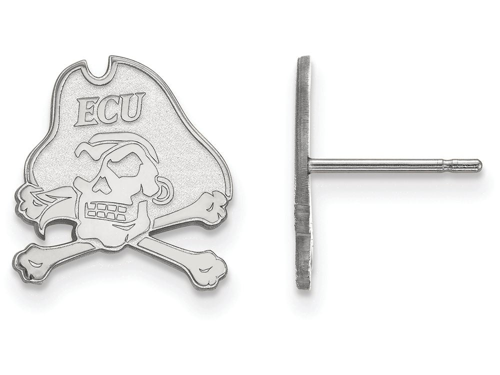 10k White Gold Logoart East Carolina University Small Post Earrings