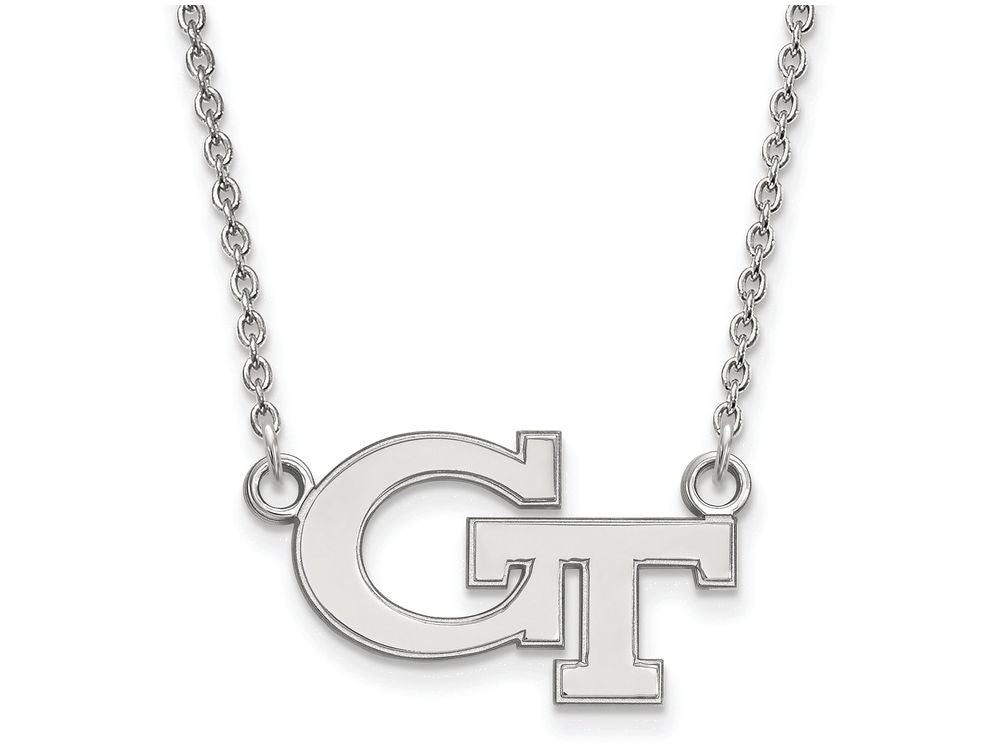 10k White Gold Logoart Georgia Institute Of Technology Small Pendant Necklace