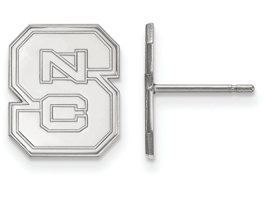 10k White Gold Logoart North Carolina State University Small Post Earrings