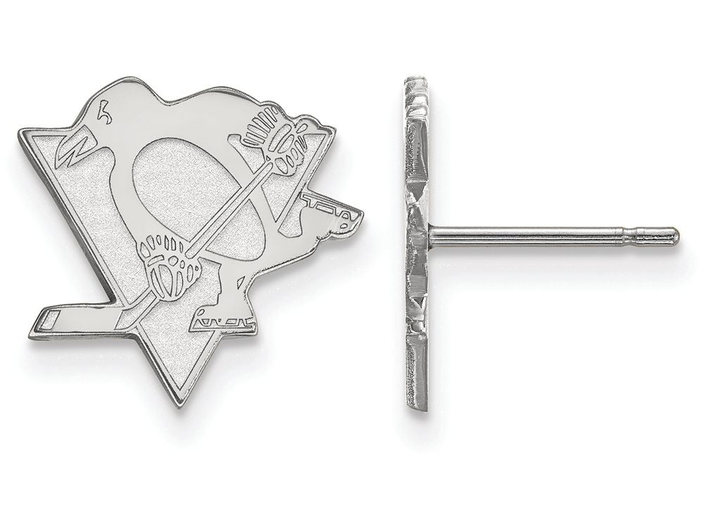 10k White Gold Nhl Logoart Pittsburgh Penguins Small Post Earrings