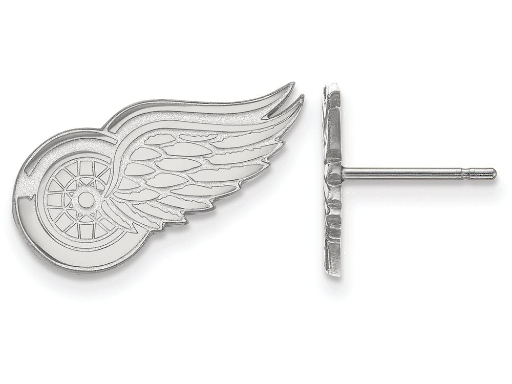 10k White Gold Nhl Logoart Detroit Red Wings Small Post Earrings