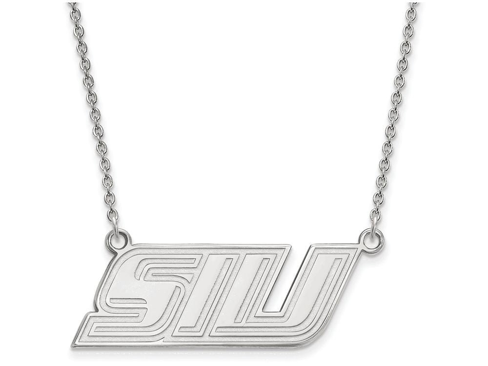10k White Gold Logoart Southern Illinois University Small Pendant Necklace