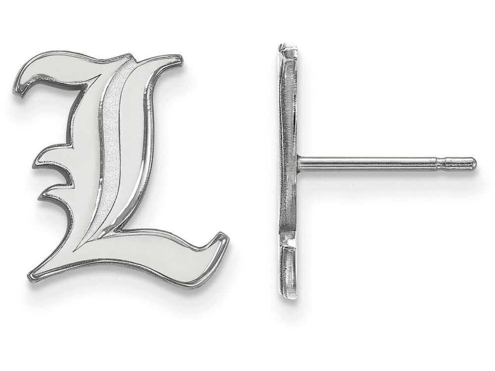 10k White Gold Logoart University Of Louisville Small Post Earrings