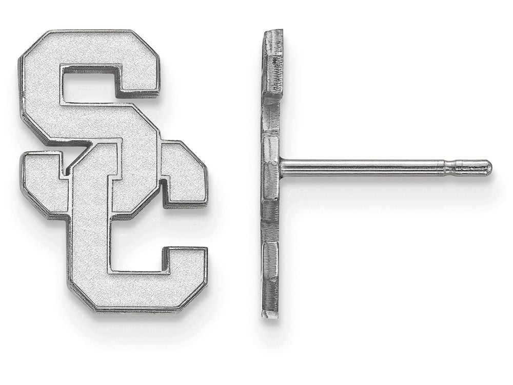Logoart 10k White Gold University Of Southern California Small Post Earrings