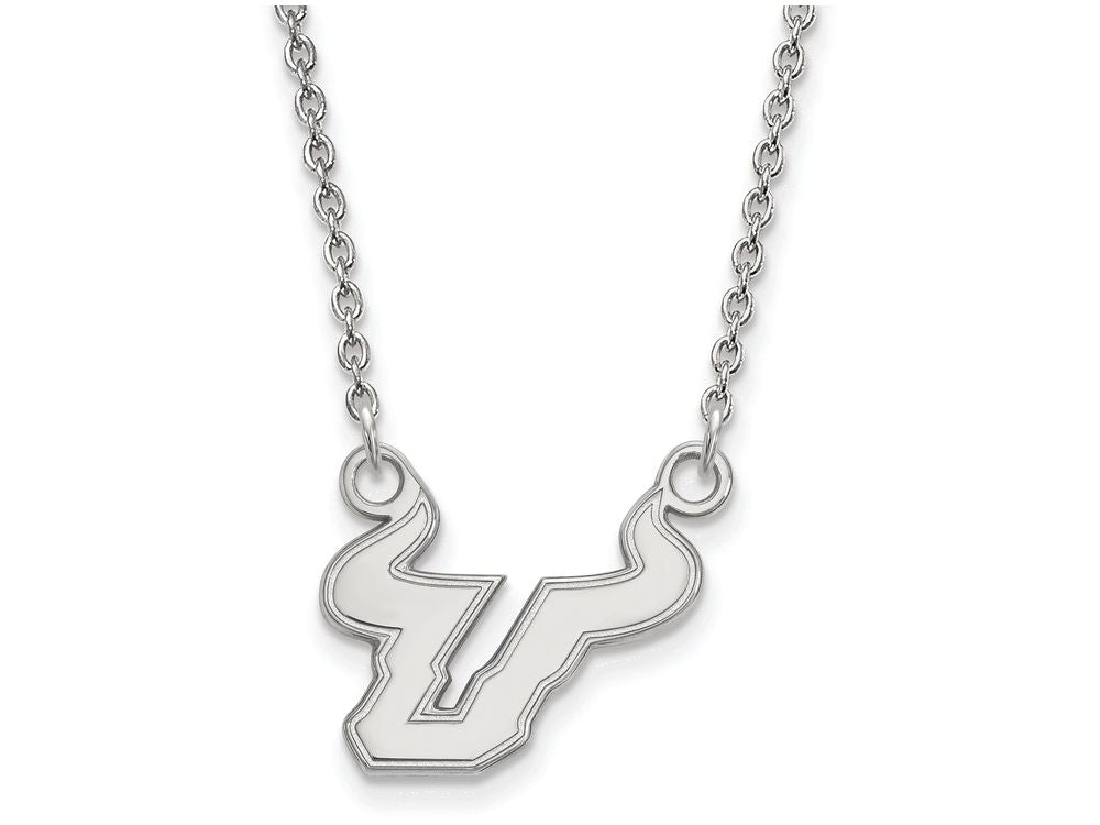 10k White Gold Logoart University Of South Florida Small Pendant Necklace