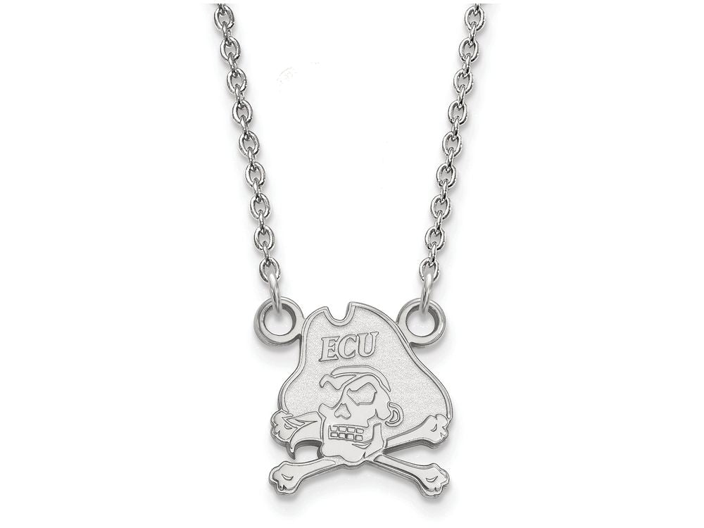 10k White Gold Logoart East Carolina University Small Pendant Necklace