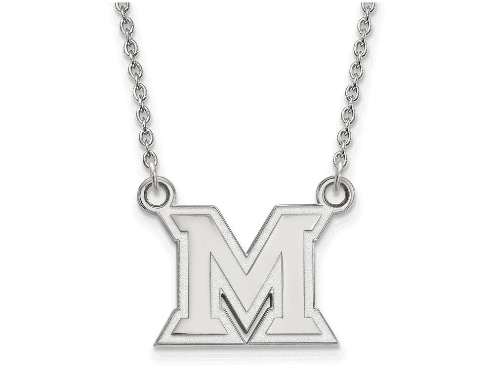 10k White Gold Logoart Miami University Small Pendant Necklace